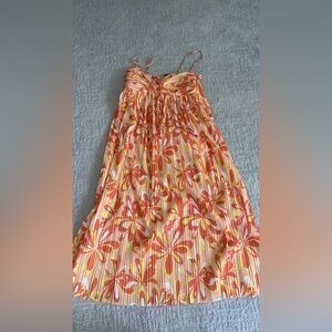 Colorful orange Zara midi dress